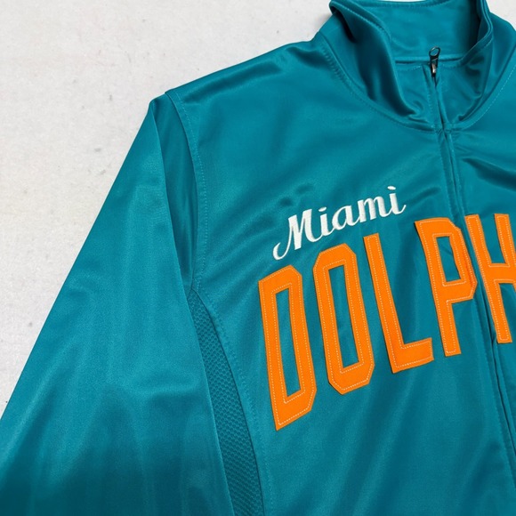 Miami Dolphins NFL Jacket Men's Size Large Full Zip Embroidered Logo Mock Neck - Picture 6 of 16